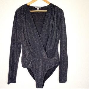12Thompson black and silver glitter long sleeve body suit size medium